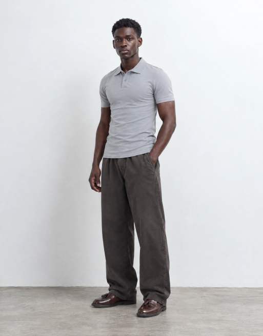 ASOS DESIGN muscle fit pikétröja i grått, 6 av 10