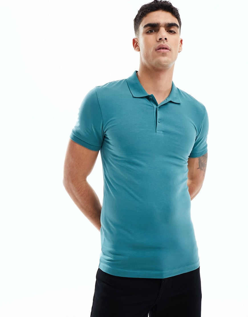 ASOS DESIGN muscle fit polo in blue