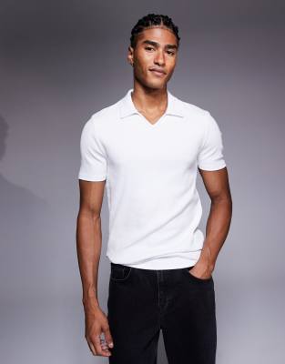 Asos Design Muscle Fit Polo In White