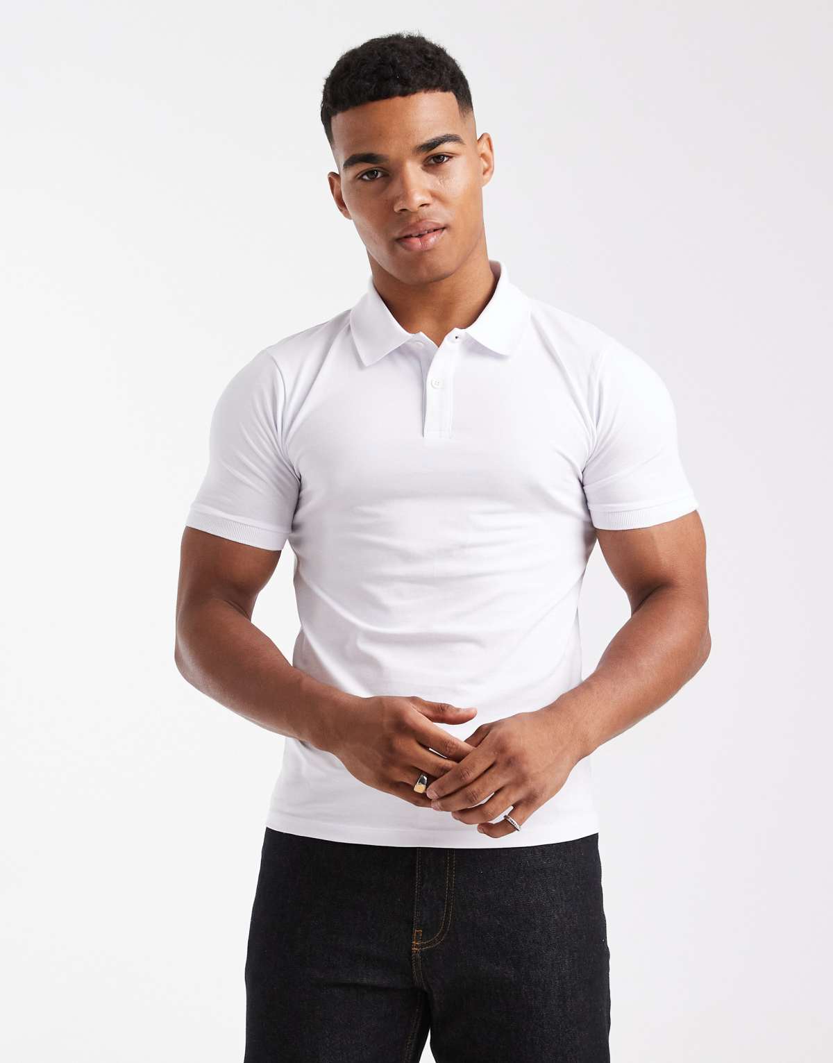 ASOS DESIGN muscle fit polo in white
