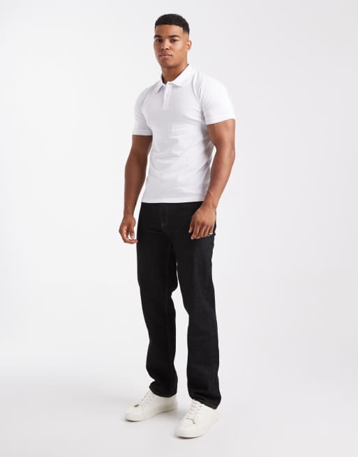 ASOS DESIGN muscle fit polo in white