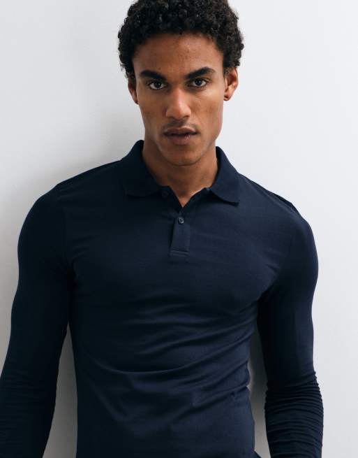 ASOS DESIGN muscle-fit poloshirt in donkerblauw, 3 van 9