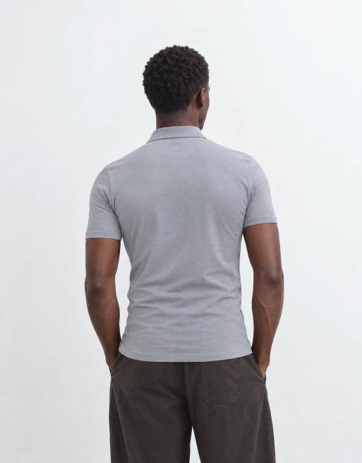 ASOS DESIGN muscle fit poloshirt in grijs, 8 van 10