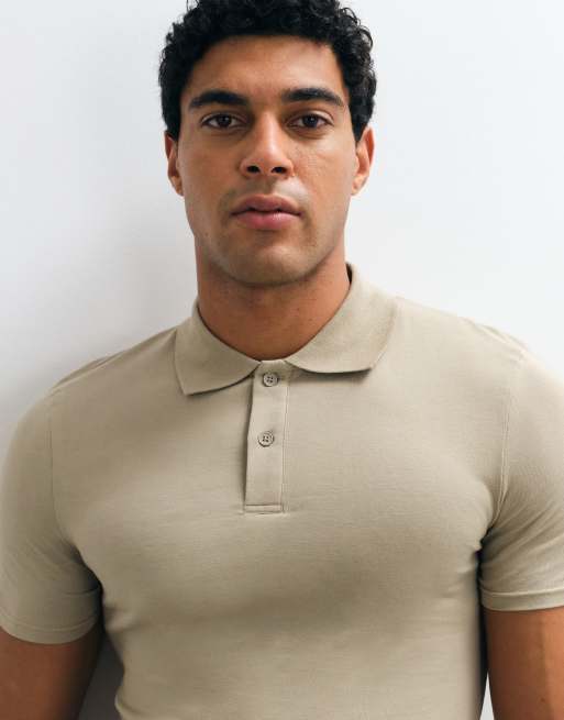 ASOS DESIGN muscle fit poloshirt in stone, 2 van 5