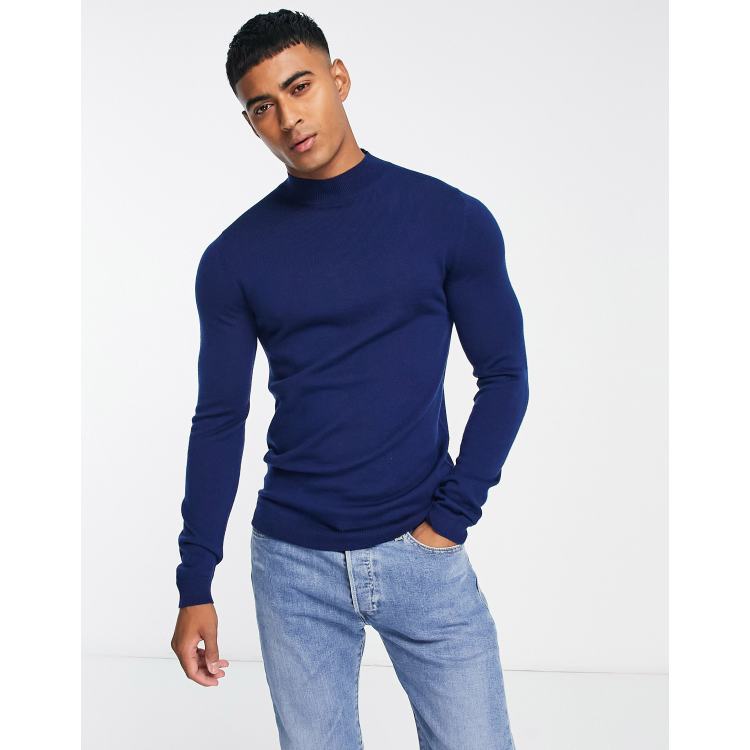 Blue hot sale turtleneck shirt