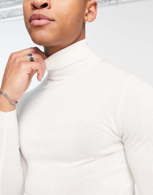 ASOS DESIGN muscle fit premium merino wool turtleneck sweater in