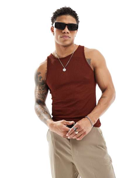 ASOS DESIGN muscle fit racer vest in sheer fabrication - view 1