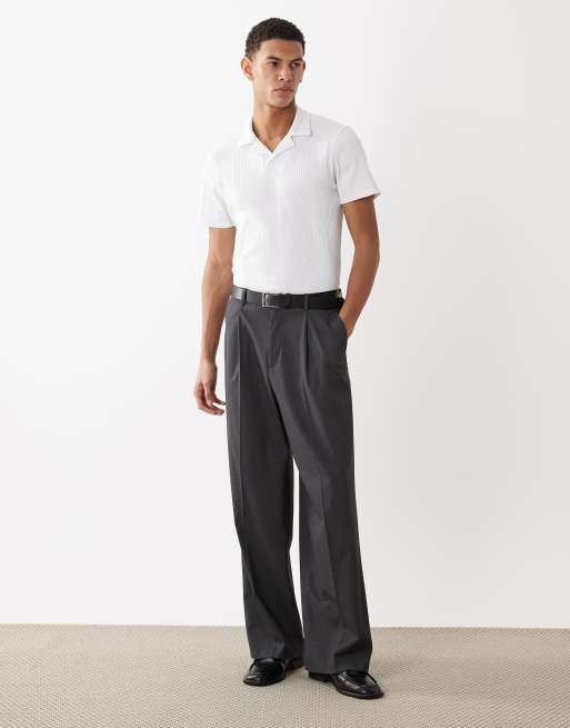 ASOS DESIGN muscle fit revere polo in white smart rib, 2 of 5