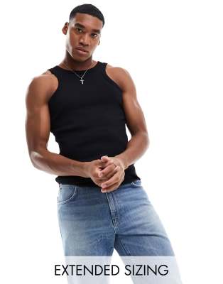 ASOS DESIGN muscle fit rib racer vest in black | ASOS