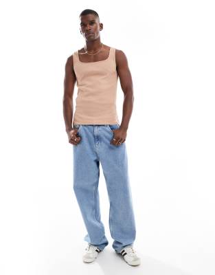 ASOS DESIGN MUSCLE FIT RIB TANK TOP