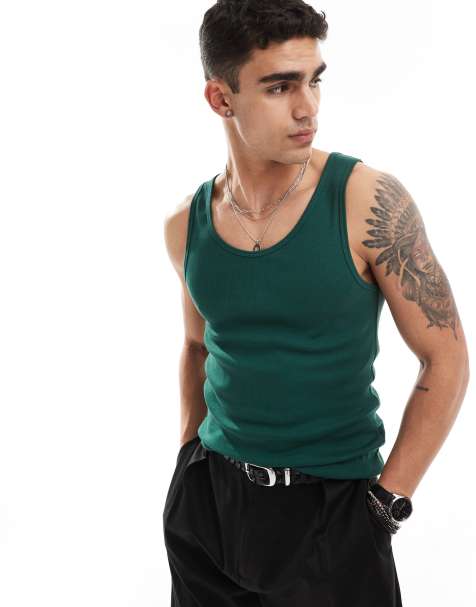 Vest top - Dark green marl - Men