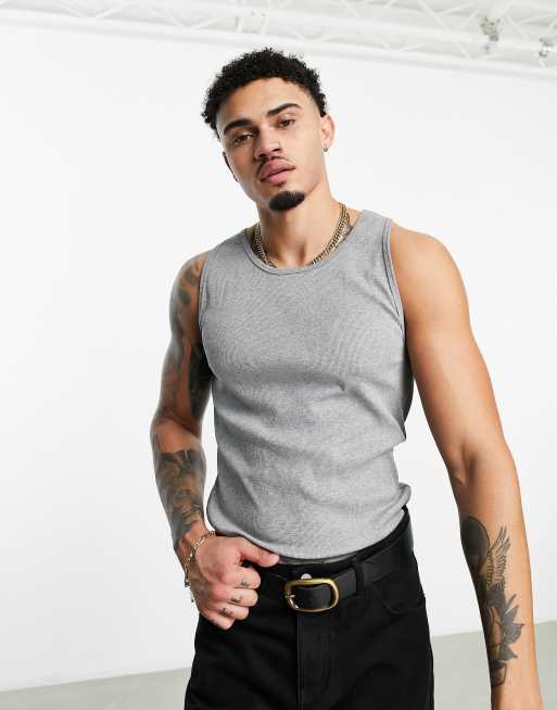 Slim Ribbed Vest - Grey