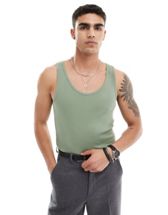 ASOS DESIGN muscle fit rib vest in white