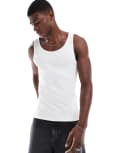 [ASOS DESIGN] ASOS DESIGN muscle fit rib vest in white L WHITE