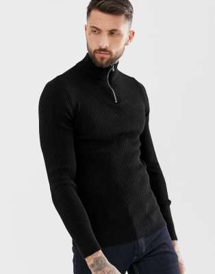 half zip black jumper