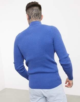 blue half sweater