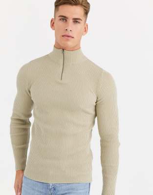 ribbed quarter zip sweater