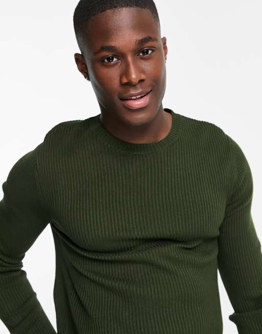 Khaki ribbed jumper hotsell