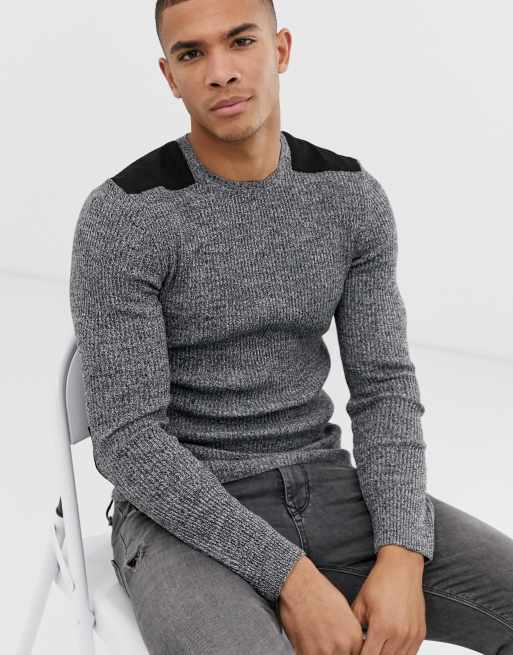 Men's jumper with shoulder patches new arrivals