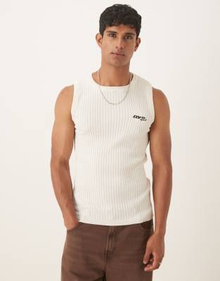 Asos Design Muscle Fit Ribbed Knit Tank Top In White