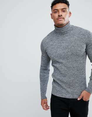 ribbed polo neck jumper