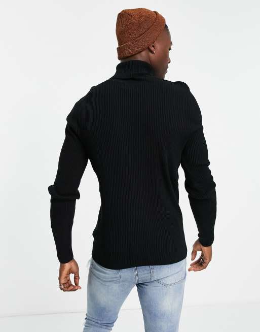 ASOS Longline Jumper in Black for Men