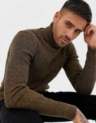 Muscle Roll Neck Ribbed Jumper