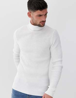 mens thick polo neck jumpers