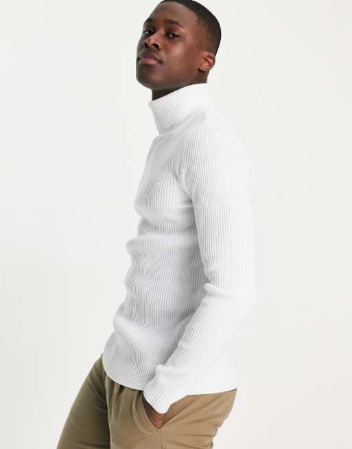 White ribbed 2024 roll neck jumper