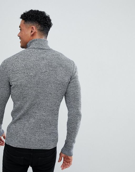 ASOS DESIGN muscle fit turtleneck sweater in black