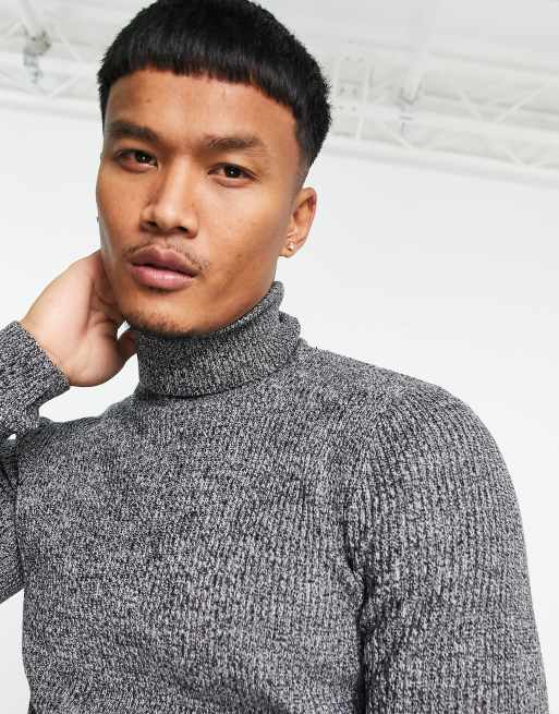 ASOS DESIGN muscle fit ribbed turtle neck sweater in white