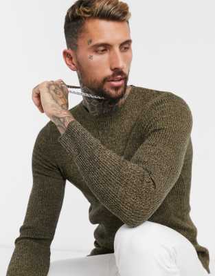 muscle fit ribbed sweater
