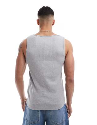 Asos Design Muscle Fit Ribbed Tank Top In Multi