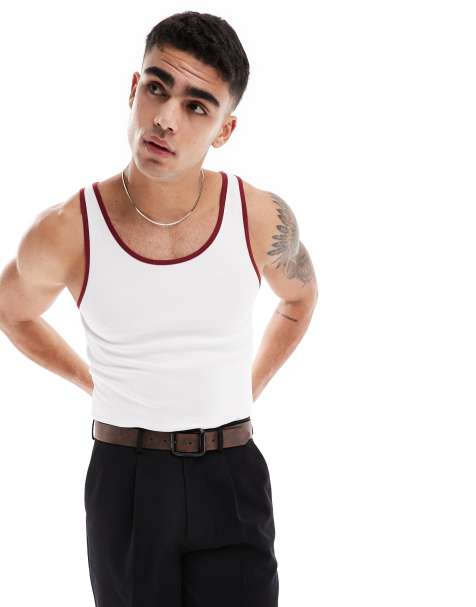 Sleeveless contrast T-shirt · Cream, Black · T-shirts And Polo