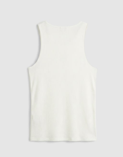 ASOS DESIGN muscle fit ribbed tank with square neck in cream, 7 of 7