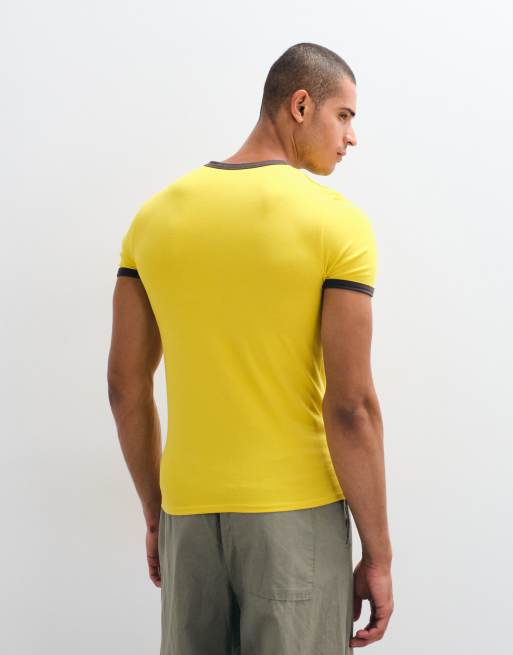 ASOS DESIGN muscle fit ringer t-shirt i gult, 5 av 5