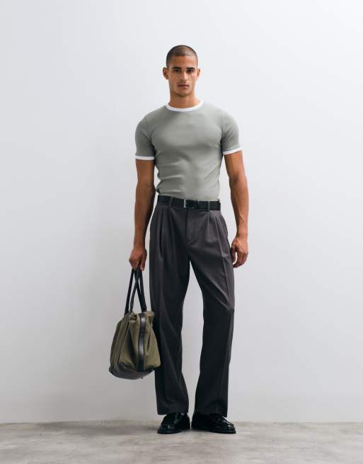 ASOS DESIGN muscle fit ringer t-shirt in green rib, 3 of 5