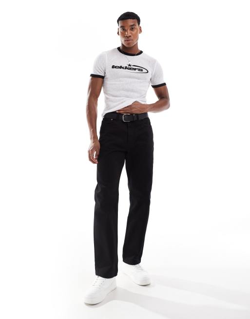 ASOS DESIGN muscle fit ringer t-shirt in white fabric with chest print, 4 of 4