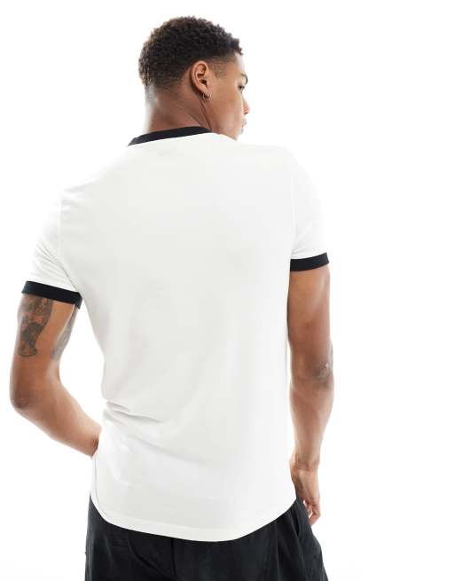 ASOS DESIGN muscle fit ringer t-shirt in white with text
