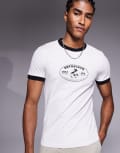 [ASOS DESIGN] ASOS DESIGN muscle fit ringer t-shirt with lucky graphic in light grey XL Nimbus cloud