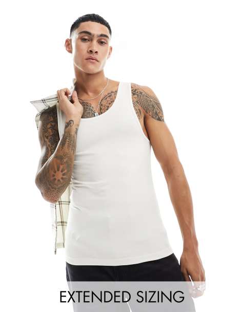 ASOS DESIGN muscle fit singlet in ecru - view 1