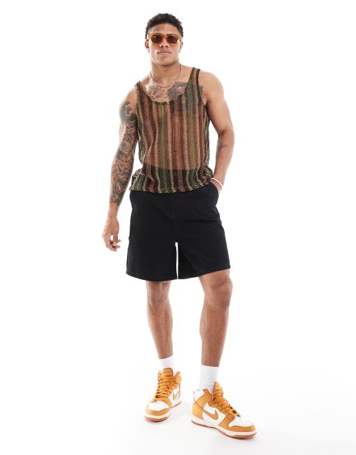 ASOS DESIGN muscle fit singlet in multi coloured open crochet | ASOS