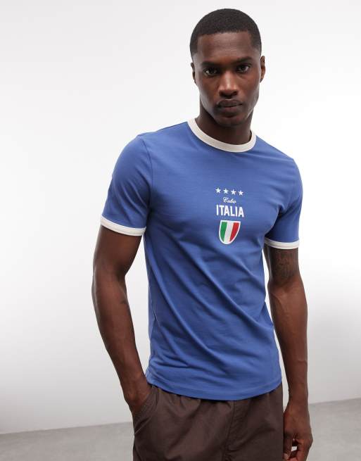 ASOS DESIGN muscle fit soccer t-shirt with Italy front graphic in blue, 3 of 5