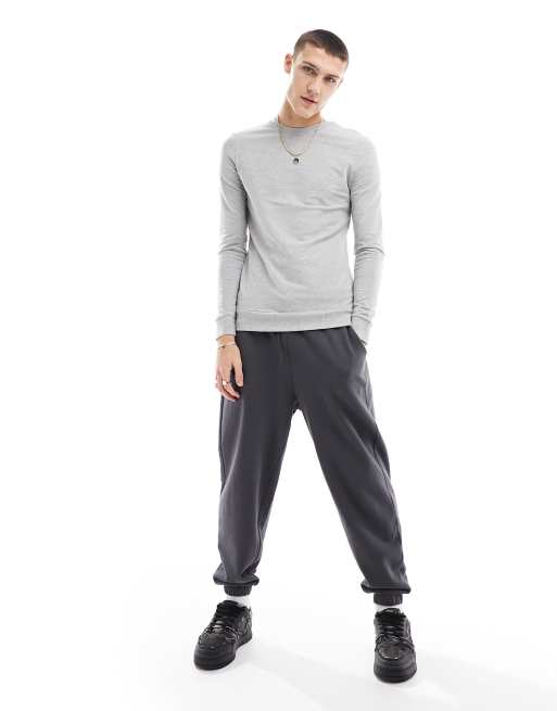 ASOS DESIGN muscle fit sweatshirt in gray heather