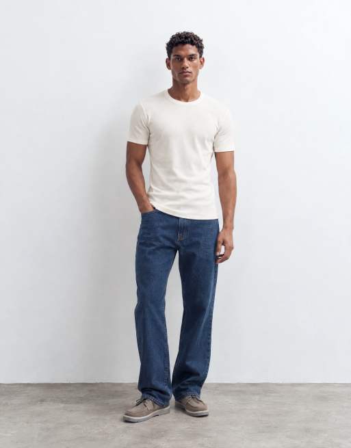 ASOS DESIGN muscle fit t-shirt i krämfärgad ribb, 6 av 9