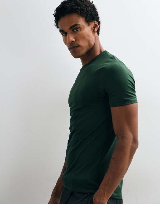 ASOS DESIGN muscle fit t-shirt i mörkgrön, 4 av 10