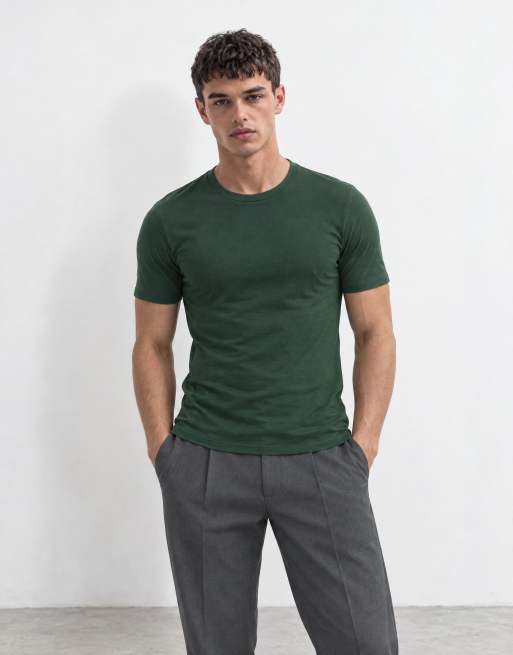 ASOS DESIGN muscle fit T-shirt i mørkegrøn, 8 af 10