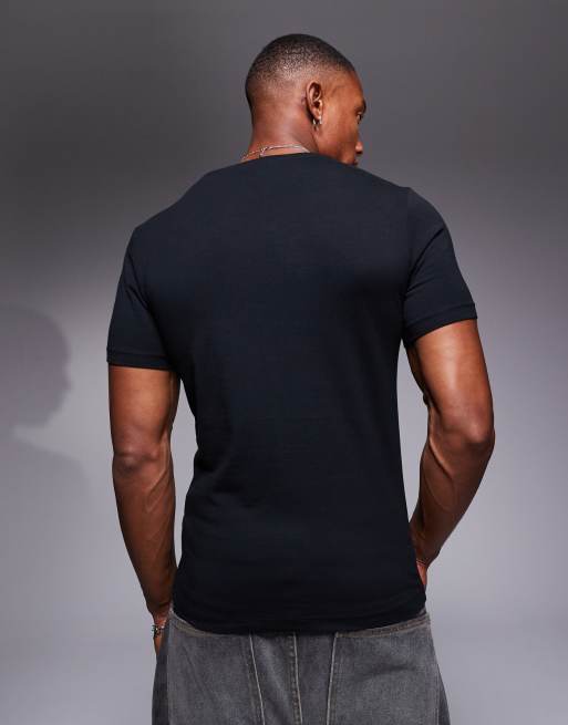 ASOS DESIGN muscle fit t-shirt in black with chest print, 3 of 4