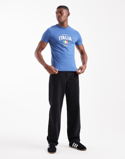 ASOS DESIGN muscle fit t-shirt in blue with Italy graphic , 2 of 5