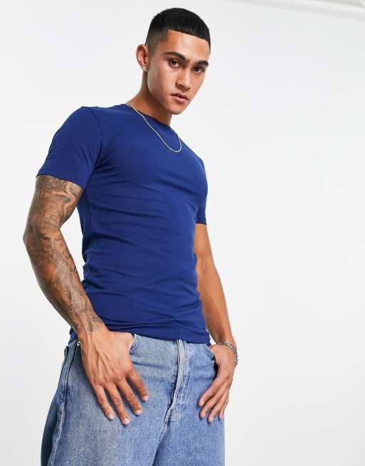 ASOS Design muscle fit t-shirt in blue